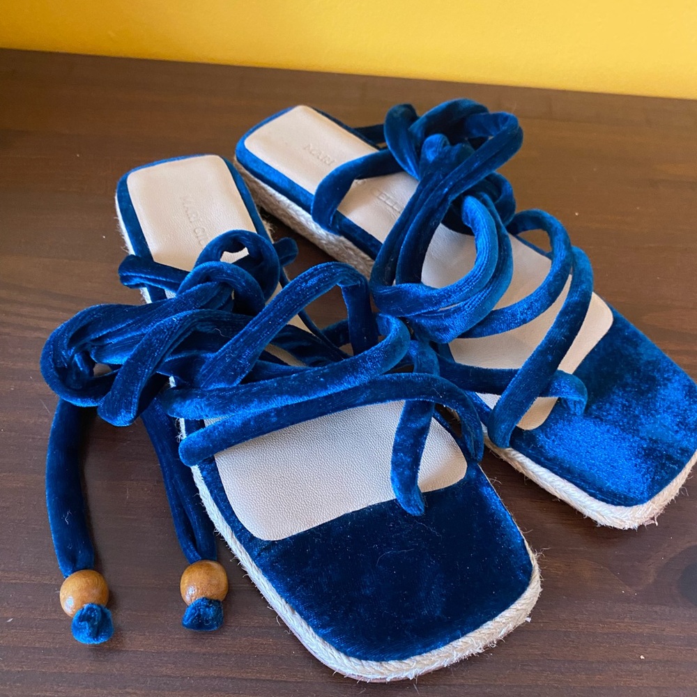 MARI GIUDICELLI Velvet Lace-up Sandals